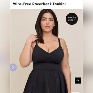 Torrid Black 2x Tankini Swim Top